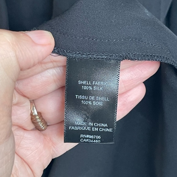 Rebecca Taylor Silk Blouse Long Sleeve Criss Cross Drape V-Neck Black Size 6 - Picture 6 of 10